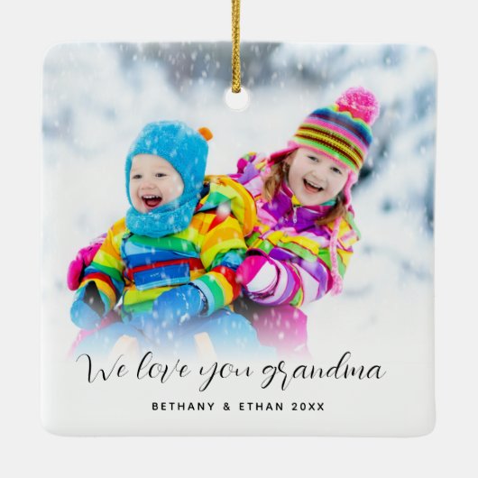 フォトオーバーレイ愛おばあちゃんの名前Year セラミックオーナメント (裏面)