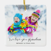 フォトオーバーレイ愛おばあちゃんの名前Year セラミックオーナメント (正面)