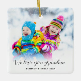 フォトオーバーレイ愛おばあちゃんの名前Year セラミックオーナメント