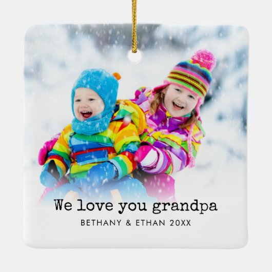 フォトオーバーレイ愛のおじいちゃん名年 セラミックオーナメント (裏面)