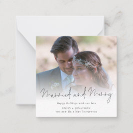 フォトオーバーレイ結婚したとメリークリスマス ノートカード