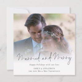 フォトオーバーレイ結婚したとメリークリスマス ノートカード