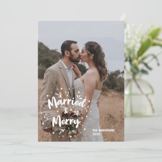 フォトオーバーレイ結婚した新メリー婚 サンキューカード (スタンド正面)