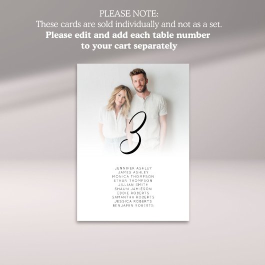 フォトオーバーレイ結婚のゲスト名テーブル番号カード 招待状