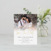 フォトオーバーレイ結婚式の日付フォイル葉書を保存 箔シーズンポストカード (立ち正面)