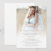 フォトオーバーレイ金ゴールドスクリプトボヘミアンベビーシャワー 招待状 (正面/裏面)