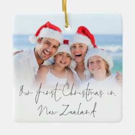 フォトオーバーレイ1stクリスマスニュージーランドの名前の年 セラミックオーナメント