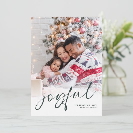 フォトオーバーレイ2026カレンダー喜ばしいクリスマスホワイト シーズンカード (スタンド正面)
