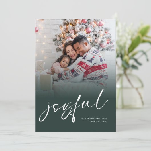フォトオーバーレイ2026カレンダー喜びクリスマスグリーン シーズンカード (スタンド正面)