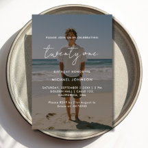 フォトオーバーレイ21歳の誕生日招待状カー​ド