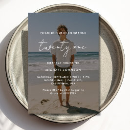 フォトオーバーレイ21歳の誕生日招待状カー​ド 招待状