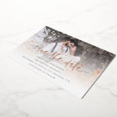 フォトオーバーレイQRコード日付を保存バラ金ゴールド 実在 箔招待状 (回転した状態)