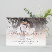 フォトオーバーレイQRコード日付を保存バラ金ゴールド 実在 箔招待状 (立ち正面)