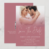 フォトオーバーレイQRバラ金ゴールドホワイトスクリプ結婚ト セーブザデート (正面/裏面)