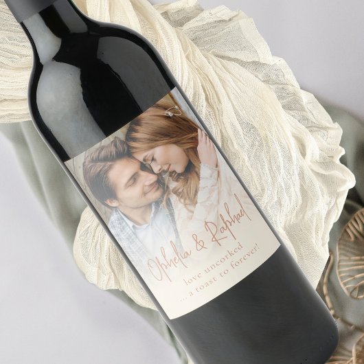 フォトオ素朴ーバーレイクリームボホ結婚ズ ワインラベル