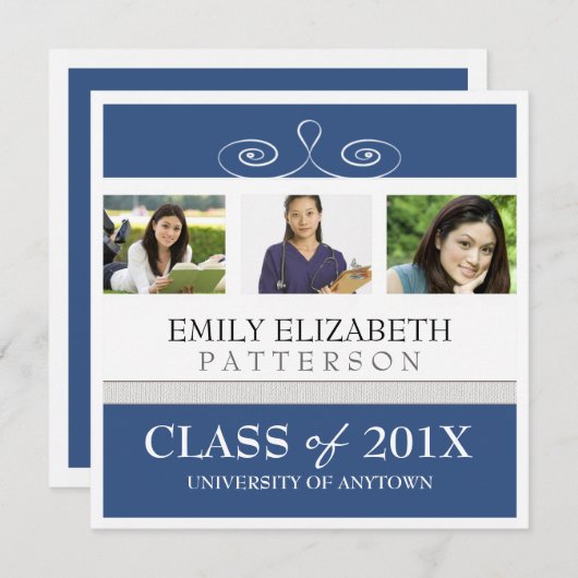 フォトカかわいらしレッジ卒業発表 案内状 (正面/裏面)