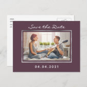 フォトカシス紫色の結婚式の日付を保存 案内ポストカード (正面/裏面)