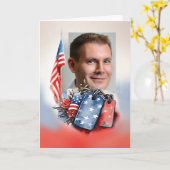 フォトカスタマイズ可能退役軍人Day Dogタグ カード (黄色い花)