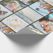 フォトカスタムグリッドのコラージュダークグリーン ラッピングペーパー (角)