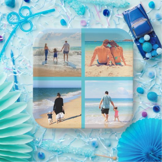 フォトカスタムコラージュ紙プレートと写真 ペーパープレート (パーティー)