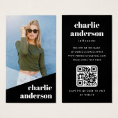 フォトカスタムトレンディーインフルエンサーのブラックプロファイルカード (正面&裏面)