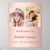 フォトカスタムバラ金ゴールド友達の誕生日へようこそ ポスター (正面)