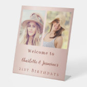 フォトカスタムバラ金ゴールド友達の誕生日へようこそ 台座サイン (正面)