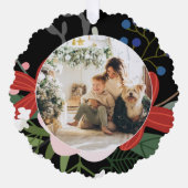フォトカスタムパーソナライズされたクリスマス冬花 オーナメントカード (正面)