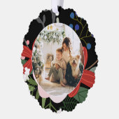 フォトカスタムパーソナライズされたクリスマス冬花 オーナメントカード (左)