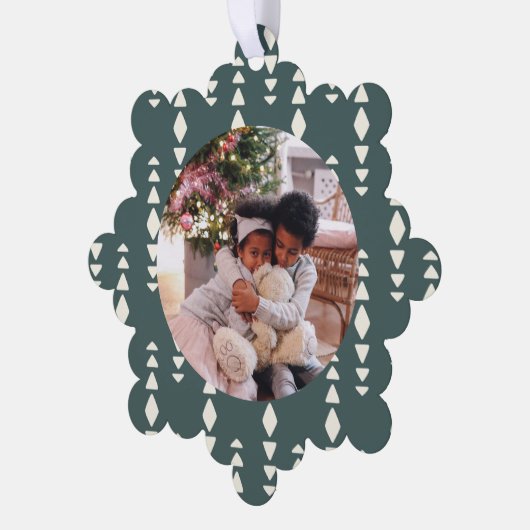 フォトカスタムパーソナライズされたクリスマス オーナメントカード (左)