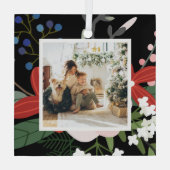 フォトカスタムパーソナライズされたクリスマス ガラスオーナメント (裏面)