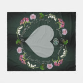 フォトカスタムフローラハート結婚のアニバーサリーグレー フリースブランケット (正面(横))