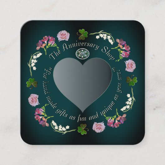 フォトカスタムフローラ結婚式、記念日の広場 スクエア名刺 (正面)