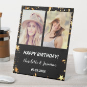 フォトカスタムブラック金ゴールドスター2人誕生日 台座サイン (インサイチュ)