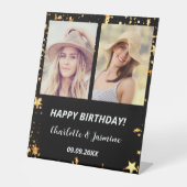 フォトカスタムブラック金ゴールドスター2人誕生日 台座サイン (正面)