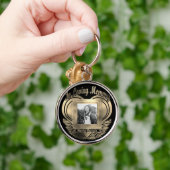 フォトカスタムメモリアルハート金ゴールドの追加ボタン キーホルダー (手)