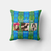 フォトカスタム文字テンプレート孔雀テーマカラフル クッション (裏面)