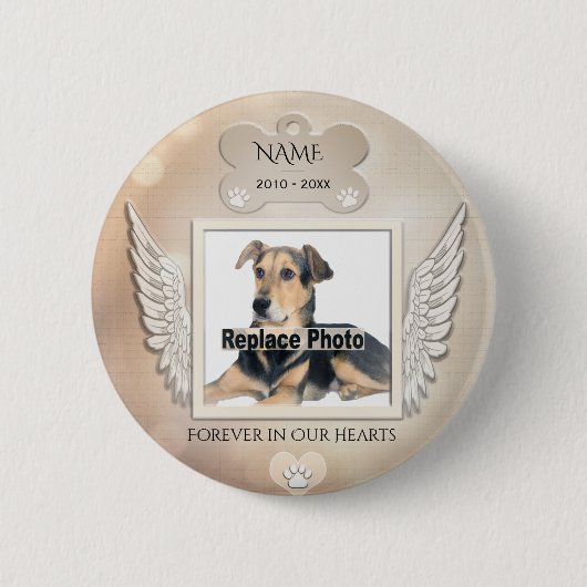 フォトカスタム犬または猫記念碑の追加 缶バッジ (正面)