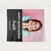 フォトカスタム白黒キンセアニェラパーティー歓迎 タペストリー (正面(横))