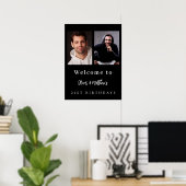 フォトカスタム白黒友達の誕生日へようこそ ポスター (ホームオフィス)