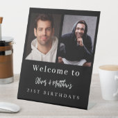 フォトカスタム白黒友達の誕生日へようこそ 台座サイン (インサイチュ)