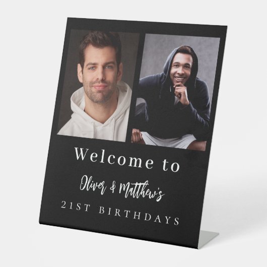 フォトカスタム白黒友達の誕生日へようこそ 台座サイン (正面)