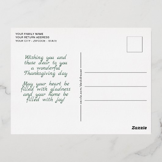 フォトカスタム紅葉パターン 箔シーズンポストカード (裏面)