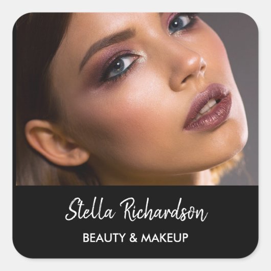 フォトカスタム美しいブラック スクエアシール (正面)