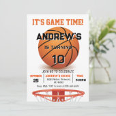 フォトカスタム誕生日付きバスケットボール招待状 招待状 (スタンド正面)
