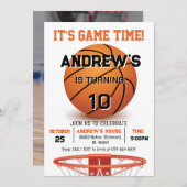 フォトカスタム誕生日付きバスケットボール招待状 招待状 (正面/裏面)