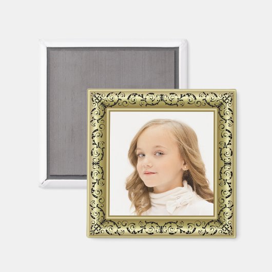 フォトカスタム金ゴールドと黒フレームの追加 マグネット (正面/裏面)