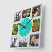 フォトカスタム8写真カパーソナライズされたラーブロック スクエア壁時計 (傾斜)