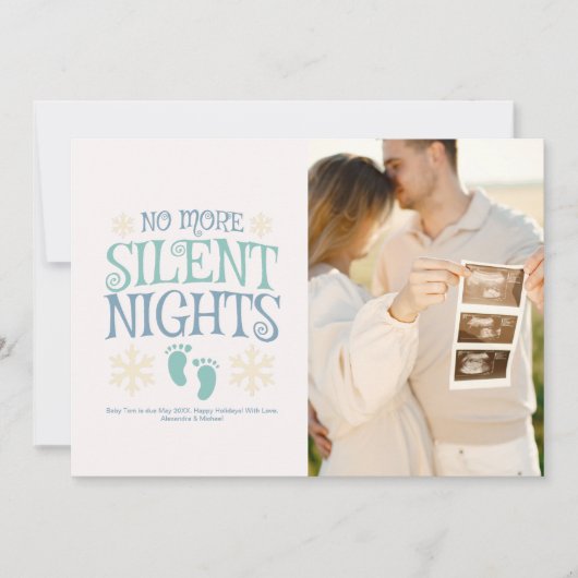 フォトカップルのクリスマス妊娠のお知らせ シーズンカード (正面)