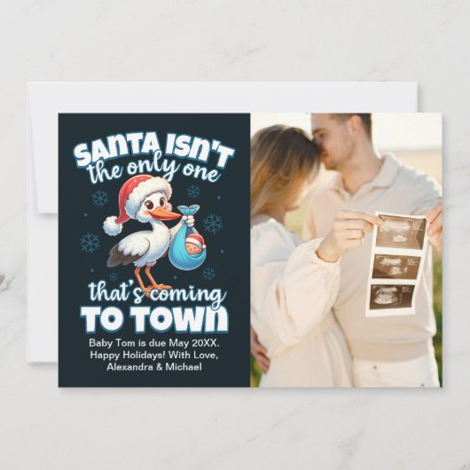 フォトカップルのクリスマス妊娠のお知らせ シーズンカード (正面)